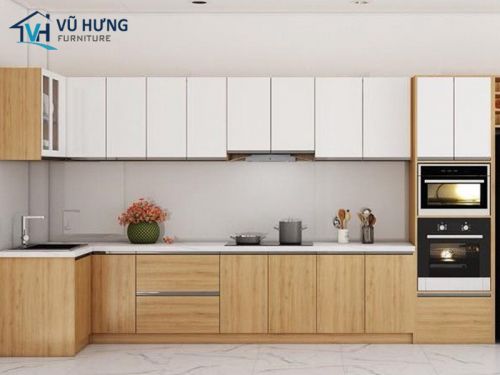 Tư vấn thiết kế mẫu tủ bếp Melamine vân gỗ