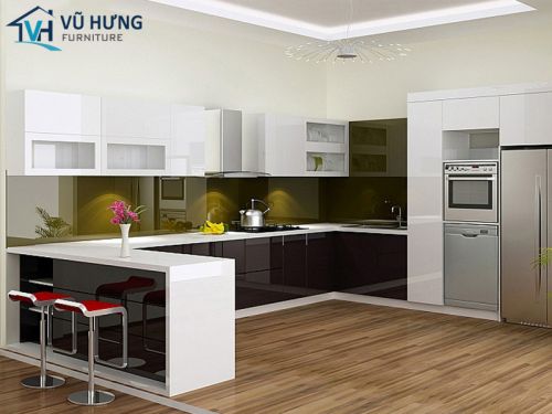 Tủ bếp Acrylic hình chữ U và những lưu ý trong thiết kế