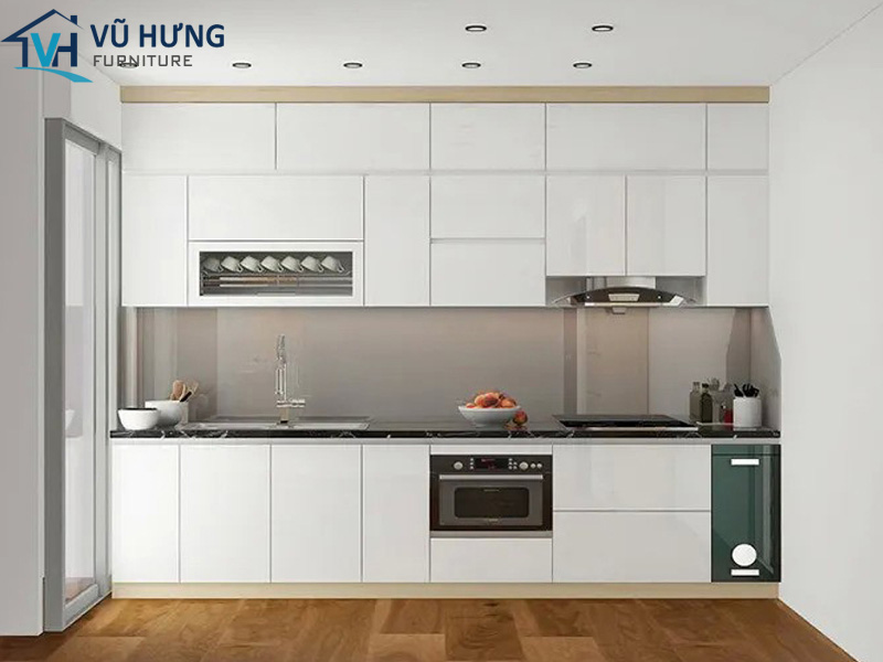 Mẫu tủ bếp màu trắng đang rất được ưa chuộng