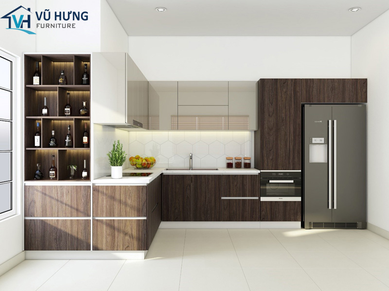 Tủ bếp Melamine có khả năng chống lại các điều kiện bình thường thường gặp trong nhà bếp