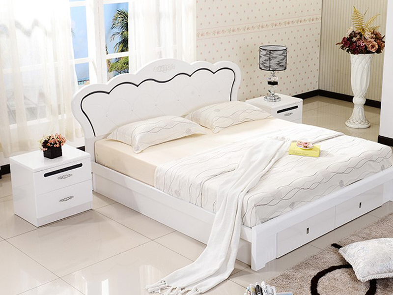 Mẫu giường ngủ gỗ công nghiệp cho bé được phun sơn trắng