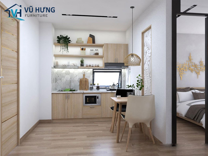 Mẫu tủ bếp 1 tầng tạo sức hút riêng cho không gian nhà bếp