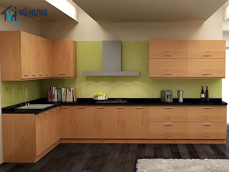 Mẫu tủ bếp Melamine chữ L sang trọng