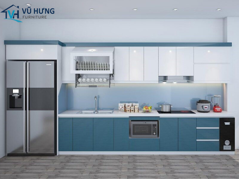 Tủ bếp Acrylic hình chữ I phù hợp với mọi không gian bếp