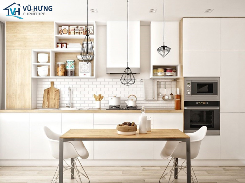 Mẫu tủ bếp Melamine đẹp theo phong cách scandinavian