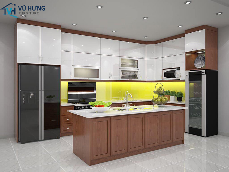 Tủ bếp melamine chữ l