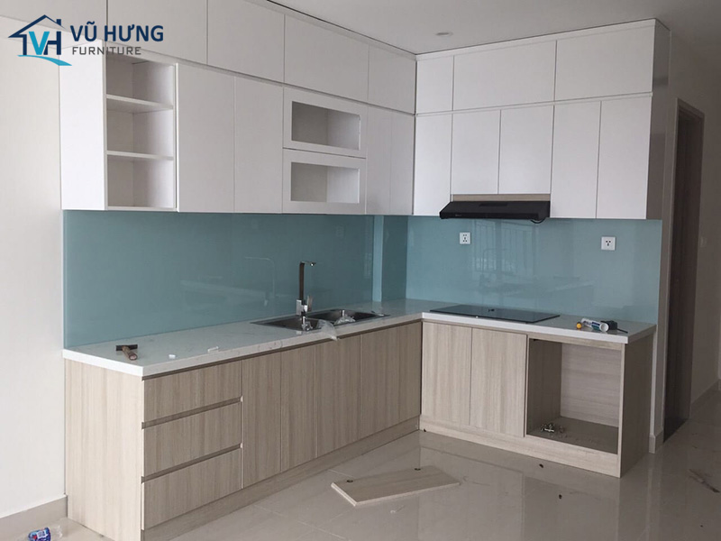 Tủ bếp melamine chữ L