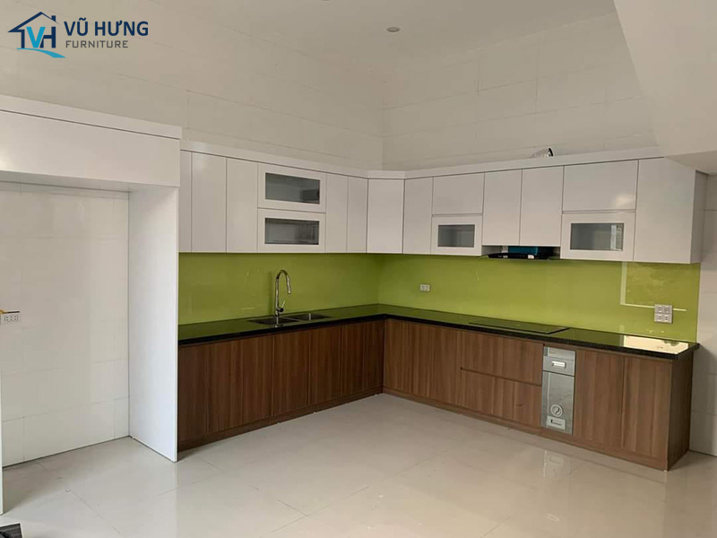 Tủ bếp melamine chữ L