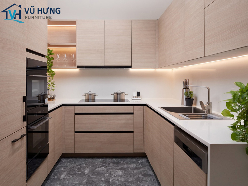 Không gian trở nên hài hòa nhờ thiết kế mẫu tủ bếp Laminate