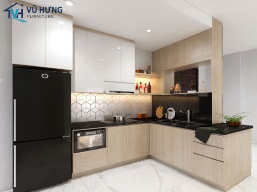 Tủ bếp gỗ công nghiệp phủ Melamine – Xu hướng lựa chọn nội thất hiện đại